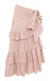 Chloé Ruched Ruffled Cotton Skirt In Pink