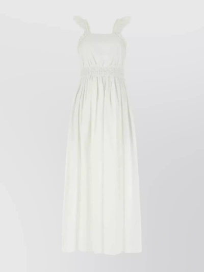 Chloé Ruched Sleeveless Maxi Dress In White