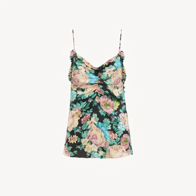 CHLOÉ RUCHED TANK TOP IN SILK CHARMEUSE BLACK SIZE 10 100% SILK