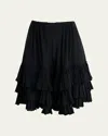 Chloé Ruffle Bermuda Shorts In Black