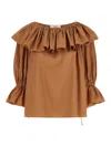 Chloé Ruffle Blouse In Brown