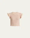 Chloé Ruffle Cap-sleeve Sweater In Pinky Orange