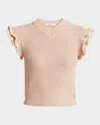 Chloé Ruffle Cap-sleeve Sweater In Pinky Orange