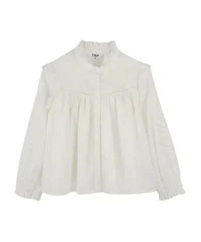 CHLOÉ CHLOÉ KIDS LONG SLEEVED RUFFLED DETAIL BLOUSE