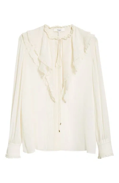CHLOÉ CHLOÉ RUFFLE COLLAR SILK GEORGETTE TOP