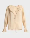 Chloé Ruffle Cotton Voile Blouse In Neutral