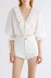 Chloé Eyelet-embroidered Ruffle Cotton Voile Blouse