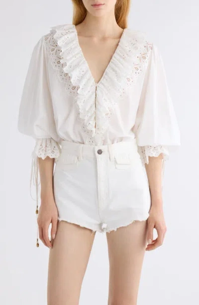 CHLOÉ CHLOÉ RUFFLE COTTON VOILE TOP