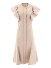 Chloé Ruffle-detail Button-front Dress In Neutral