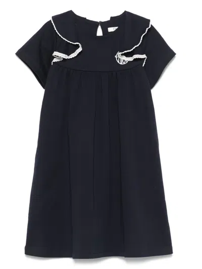 Chloé Kids' Ruffle-detail Cotton Dress In Blue