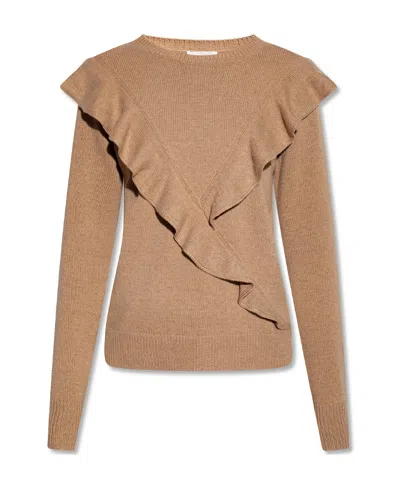 Chloé Ruffle-detail Jumper In Nude