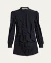 Chloé Ruffle Front Long-sleeve Mini Dress