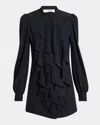 Chloé Ruffle Front Long-sleeve Mini Dress