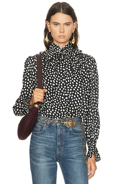 Chloé Ruffle Front Long Sleeve Top In Multi