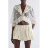 Chloé V-neck Ruffle Top In Embroidered Lace In Whisper White