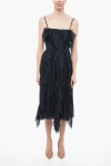 CHLOÉ RUFFLE RAMIE MIDI DRESS WITH BACK ZIP