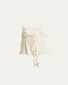 Chloé Ruffled Tie-front Silk-chiffon Top In Dusty White