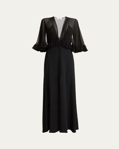 CHLOÉ RUFFLE SHRUG SILK MAXI DRESS