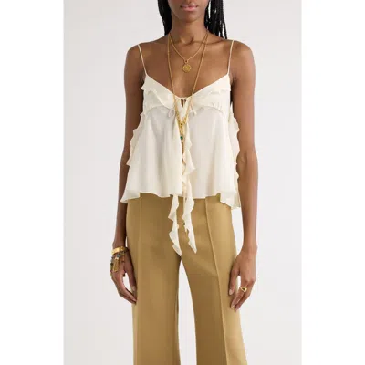 CHLOÉ CHLOÉ RUFFLE SILK CHARMEUSE CAMISOLE
