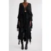 Chloé Tiered Ruffle Silk Mousseline Asymmetric Dress In Black