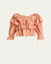 Chloé Top With Coral Colour Silk Bow In Shell Coral