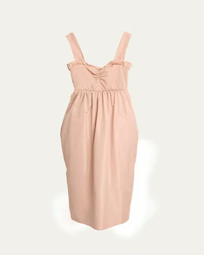 Chloé Ruffle Sweetheart-neck Sleeveless Technical Taffeta Midi Dress In Pink
