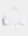 Chloé Ruffle-trim Eyelet Bikini Top In White