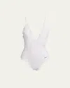 Chloé Ruffle-trim Eyelet Nylon One-piece In White
