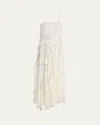 Chloé Thin Strap Long Dress In Embroidered Lace In Multi