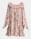 Chloé Bouquet-printed Organic Silk Crepe De Chine Mini Cape Dress In Pink
