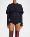 Chloé Cape-effect Wool And Cashmere-blend Cardigan In Classic Navy