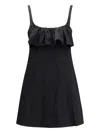 Chloé Mini Dress Without Sleeves In Washed Technical Satin In Black