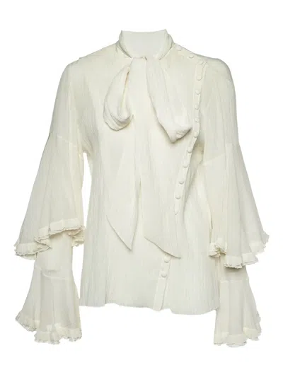 Pre-owned Chloé Ruffled Bell-sleeve Blouse