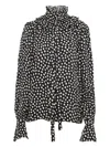 Chloé Women Black Blouse With High Neck And All-over Polka Dot Motif In Silk Woman