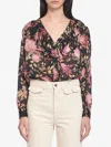 Chloé V-neck Floral Print Ruffled Blouse In Black