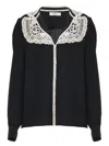 Chloé Blouse With Lace Collar And Puff Shoulders In Black