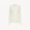 Chloé Lace-trimmed Ruffled Silk Blouse In White