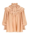 Chloé Sand Brown Oversized Ruffle Top In Neutral