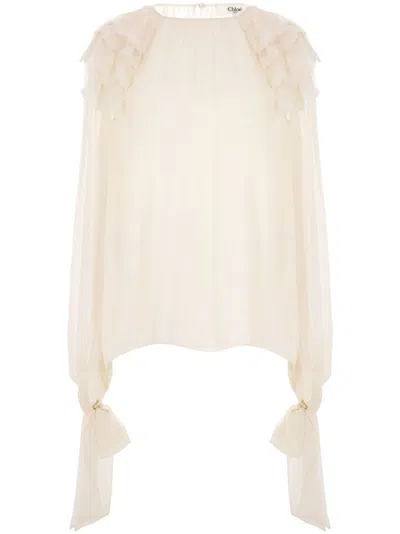 Chloé Ruffled Blouse In Weiss