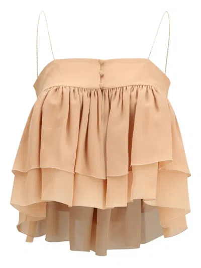CHLOÉ RUFFLED CHAIN STRAP TOP