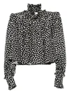 Chloé Ruffled-collar Polka-dot Blouse In Black