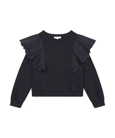 Chloé Ruffled Cotton Sweatshirt In Black