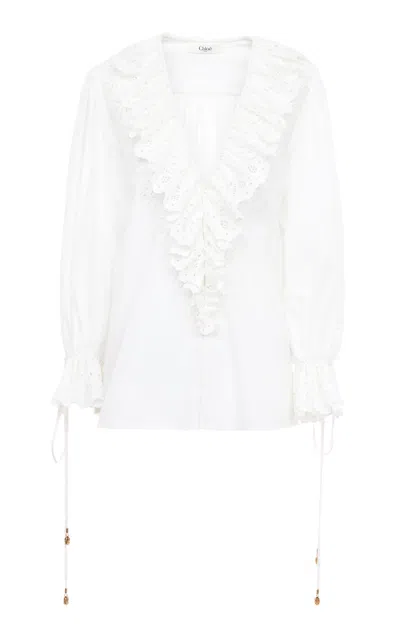 CHLOÉ RUFFLED COTTON TOP