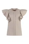 CHLOÉ RUFFLED COTTON TOP WITH BUTTONED FRONT FASTENING FOR WOMEN