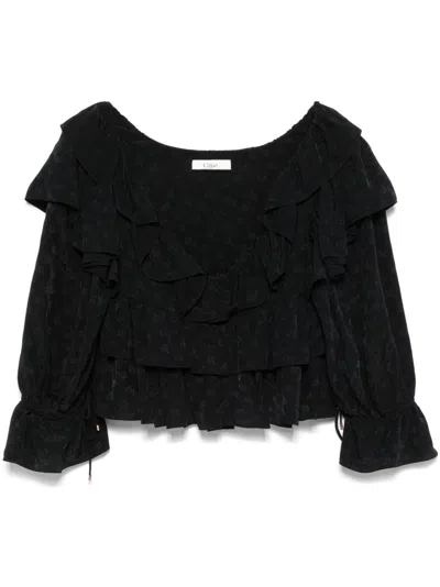Chloé Ruffled Cropped Blouse In 黑色