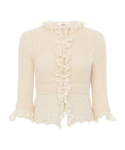 Chloé Ruffled Cropped Cardigan In Black
