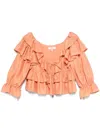 Chloé Top With Coral Colour Silk Bow In Orange
