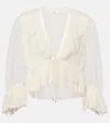 Chloé V-neck Ruffle Top In Embroidered Lace