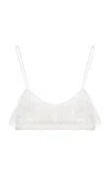 Chloé Ruffled Embroidered Lace Crop Top In Ivory