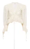 Chloé Ruffled Embroidered Lace Top In White